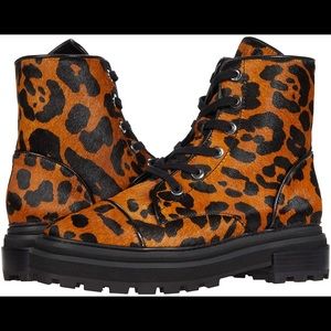 Schutz Maylova Leopard Print Calf Hair Chunky Boots